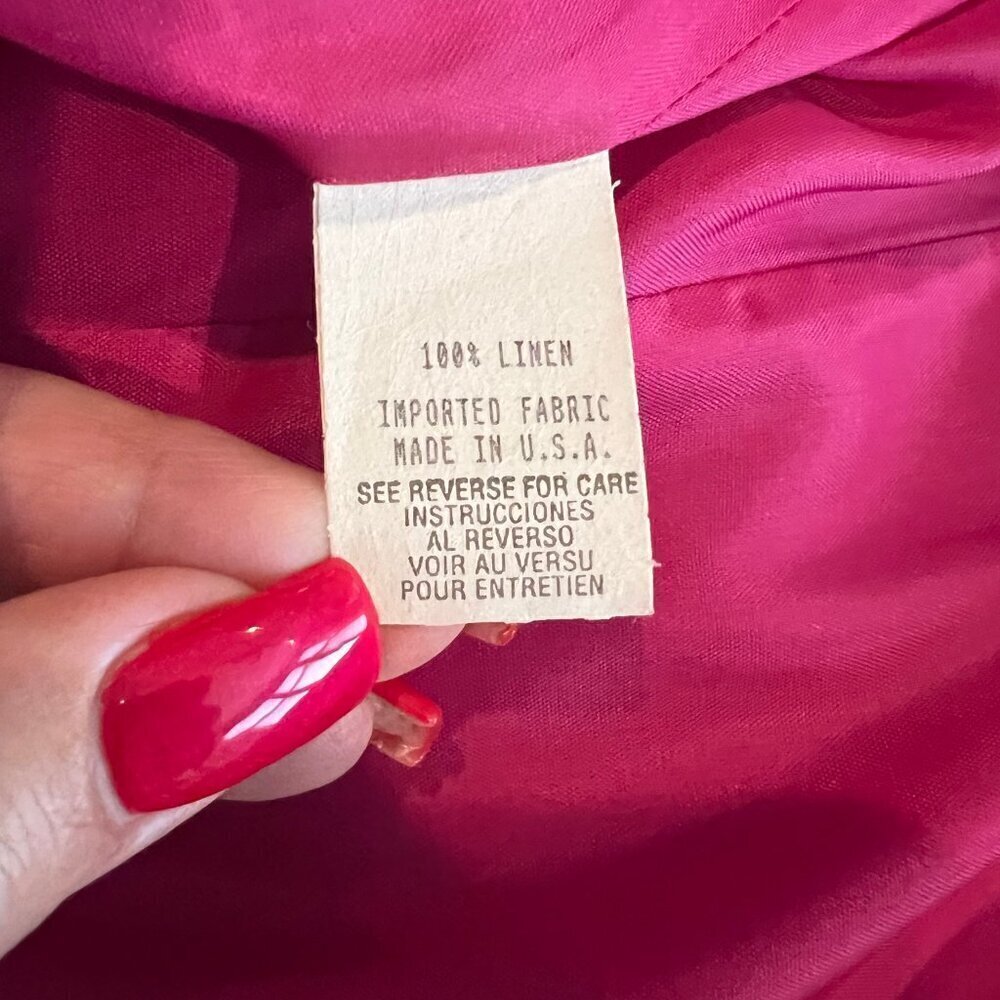 Women's Oberon Fuchsia Linen Classy midi length Dress, Size 12 - Picture 9 of 11